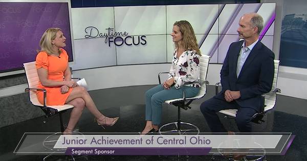 Junior Achievement's President and Board Chair on set of Daytime Columbus Talking to Robyn Haines