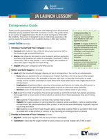 JA Launch Lesson: Entrepreneur Guide cover